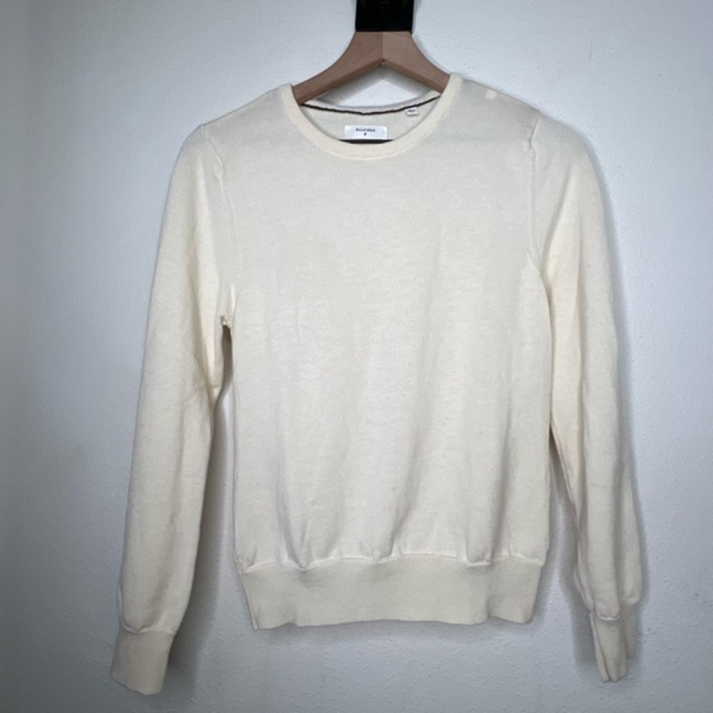 Billy Reid Crewneck Elbow Detail Sweater, Cream, size S